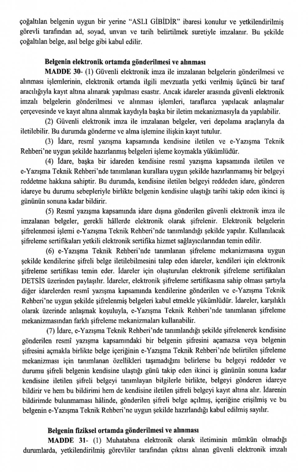 Resmi Yazışma Resmi Gazetede Yayınlandı