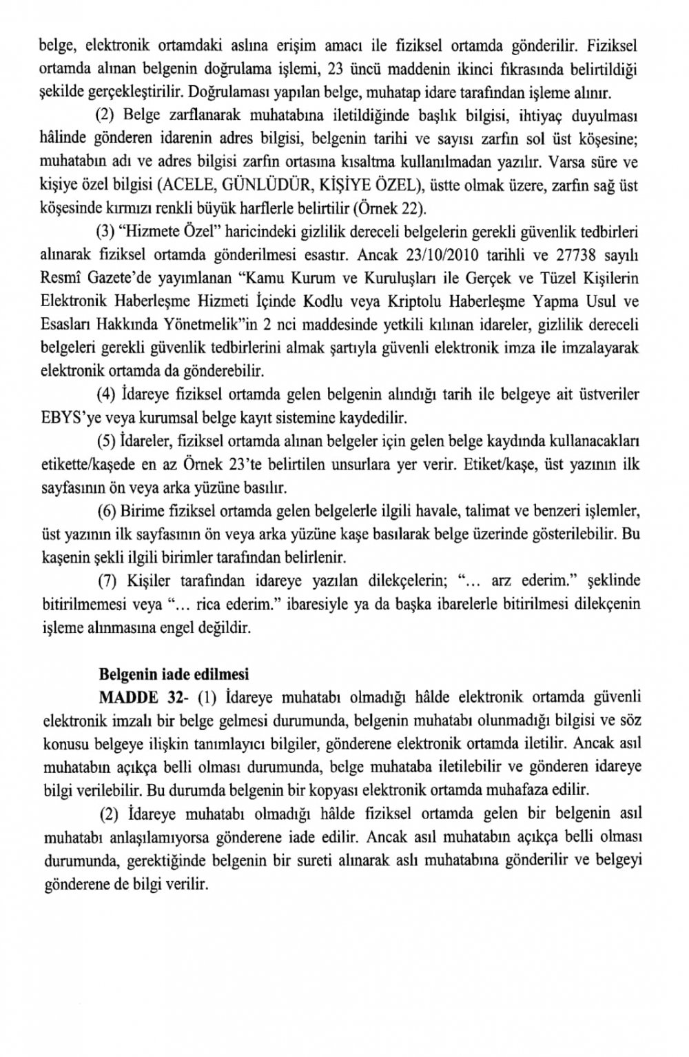 Resmi Yazışma Resmi Gazetede Yayınlandı